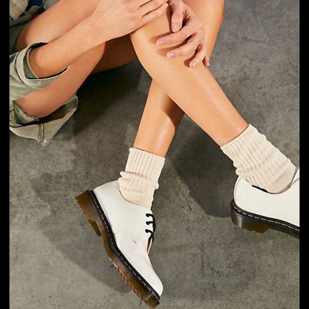 Dr. Martens Women's Patent Leather White Oxford Shoes